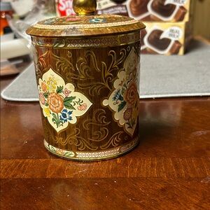 Vintage Floral Tin Canister made in England